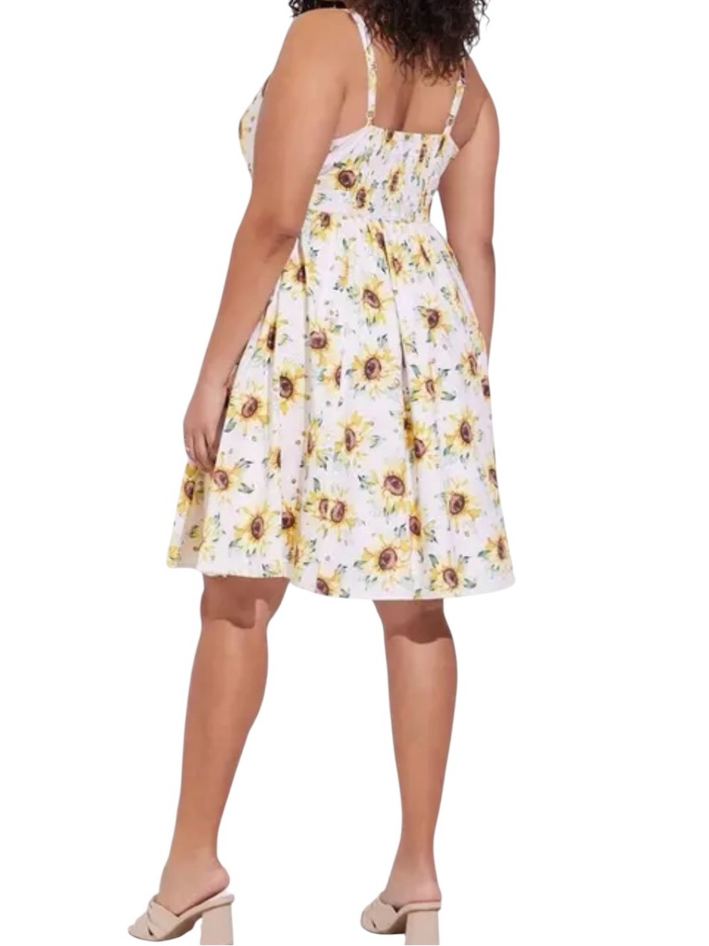 Torrid Sunflower Mini Poplin Tie Front Skater Dress Sz 3X = 22-24 NWT Plus Size - Picture 2 of 16